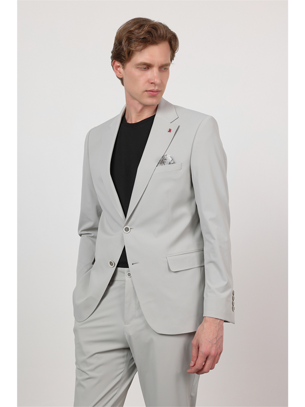 Bej Kendinden Desenli Mono Yaka 6 Drop Slim Fit Takım Elbise 1001260162-1