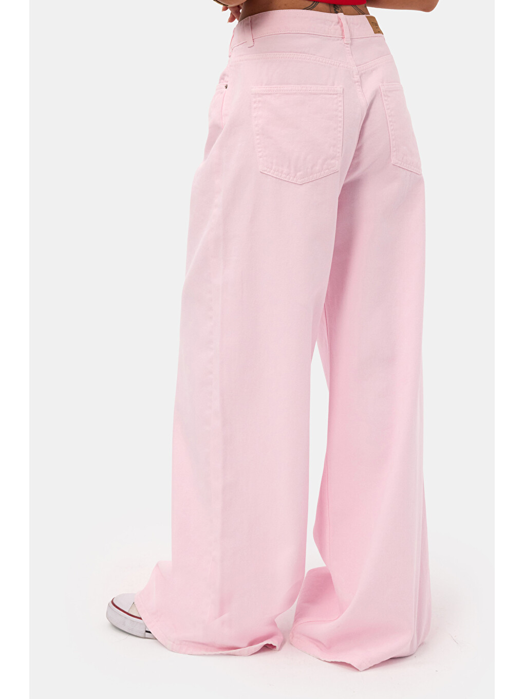 Kadın Light Pembe 6s6-98 Mega Baggy Fit Kemer Detaylı Denim Jean-6