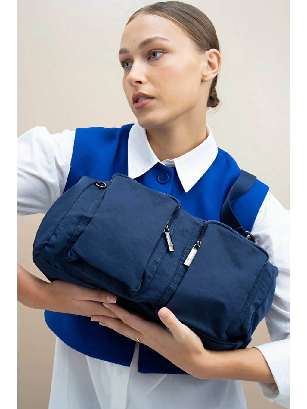 Lacivert Çift Gözlü Çapraz Askılı Kadın Çanta BYN2329-2