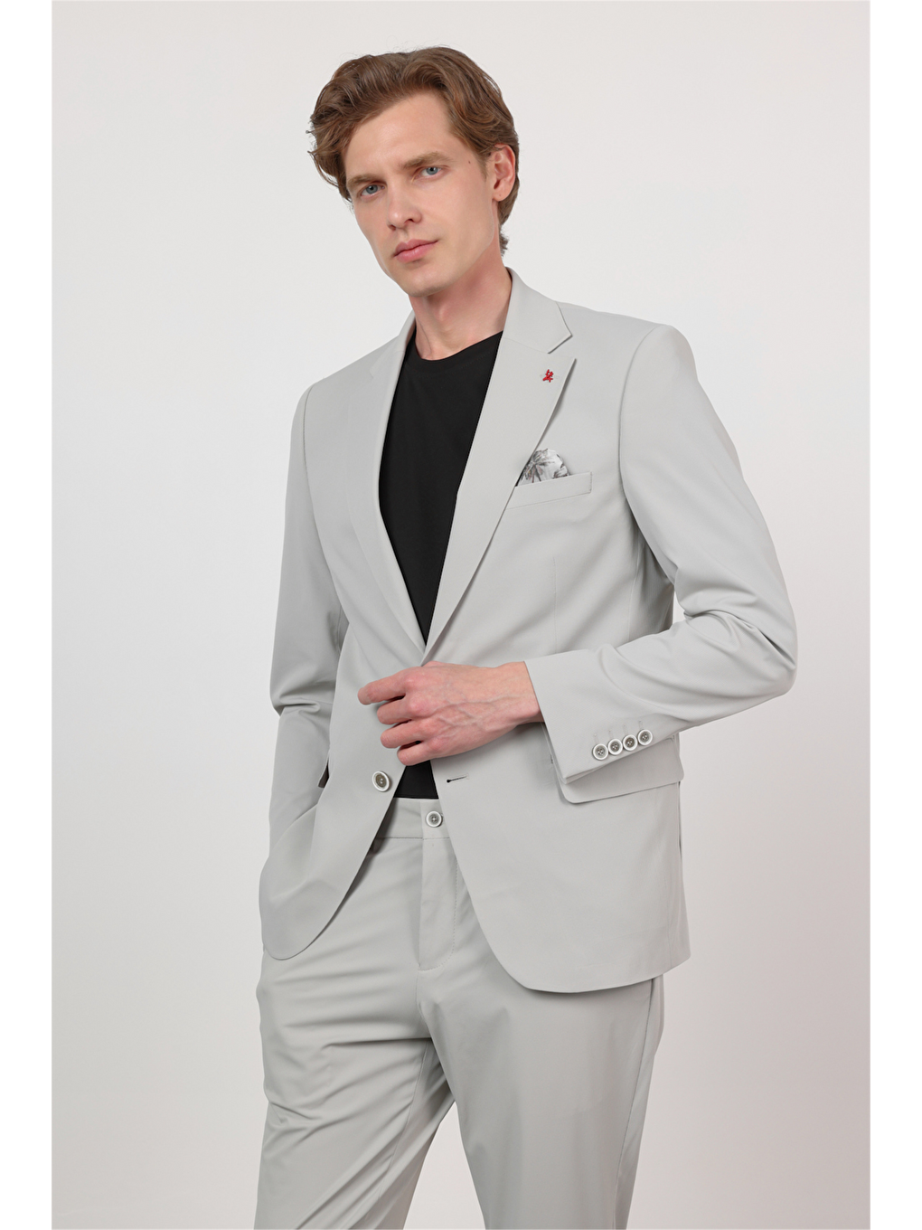 Bej Kendinden Desenli Mono Yaka 6 Drop Slim Fit Takım Elbise 1001260162-2