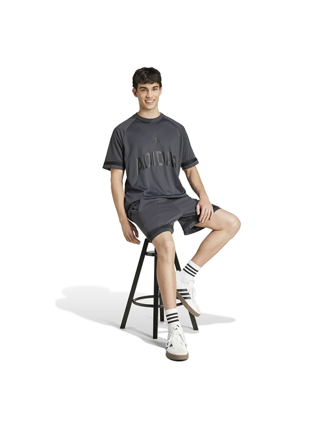 Seasonal Essentials Us Sport Erkek Gri Yuvarlak Yaka Spor Tişört-1