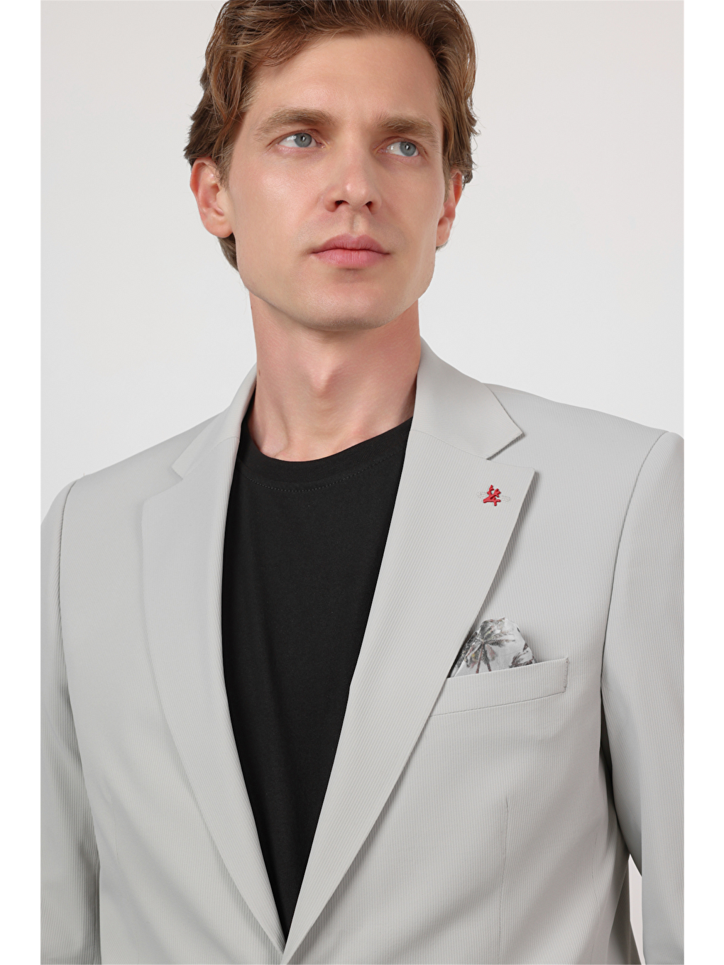 Bej Kendinden Desenli Mono Yaka 6 Drop Slim Fit Takım Elbise 1001260162-3