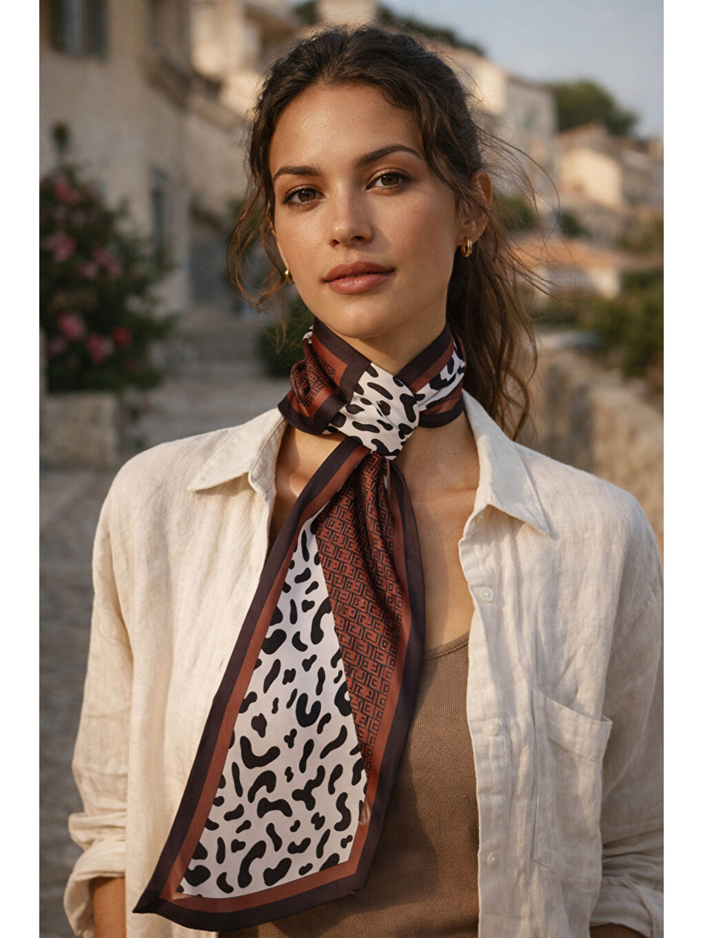 Leopar Desenli Kahverengi Boyun Fuları FLR1018 KAHVERENGI-4