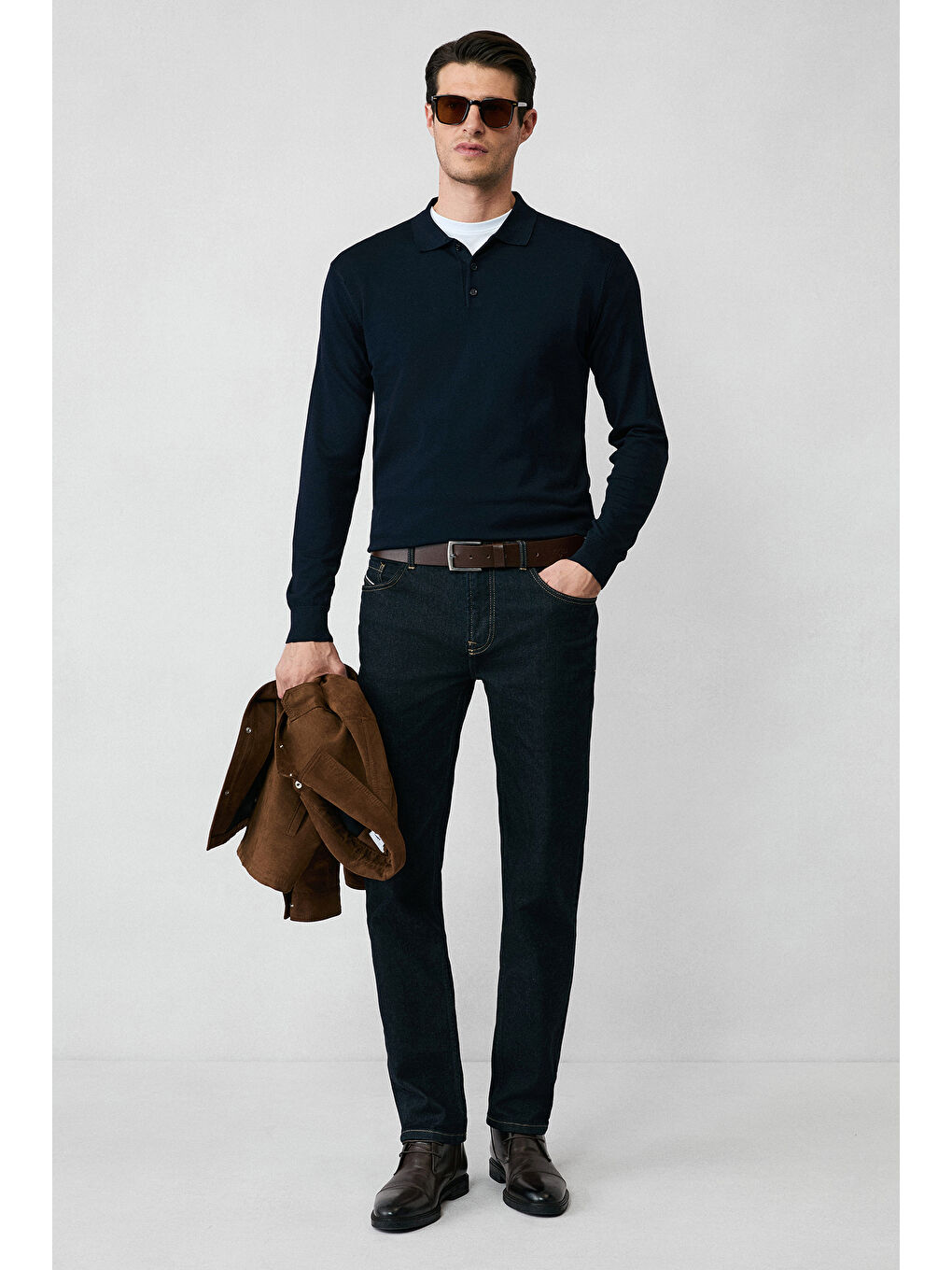 Lacivert Regular Fit Düğmeli Polo Yaka Triko Kazak-4