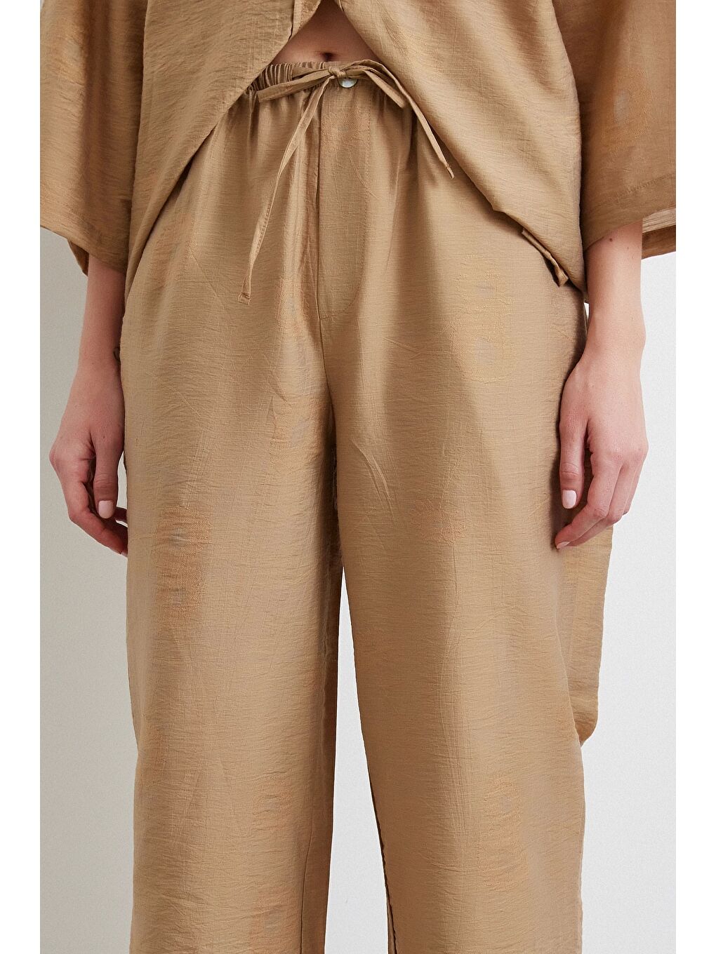 Karışık Arka Cepli Salaş Pantolon Kahve-5