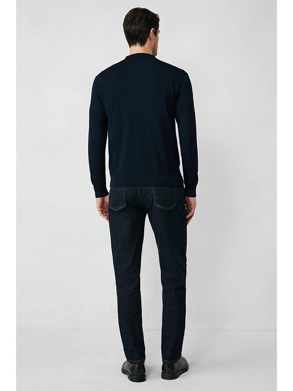 Lacivert Regular Fit Düğmeli Polo Yaka Triko Kazak-5