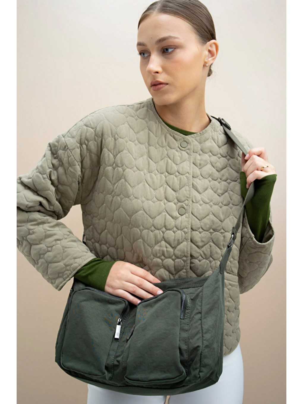 Haki Çift Gözlü Çapraz Askılı Kadın Çanta BYN2329-2