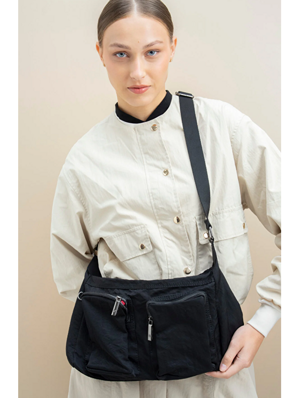 Siyah Çift Gözlü Çapraz Askılı Kadın Çanta BYN2329-1