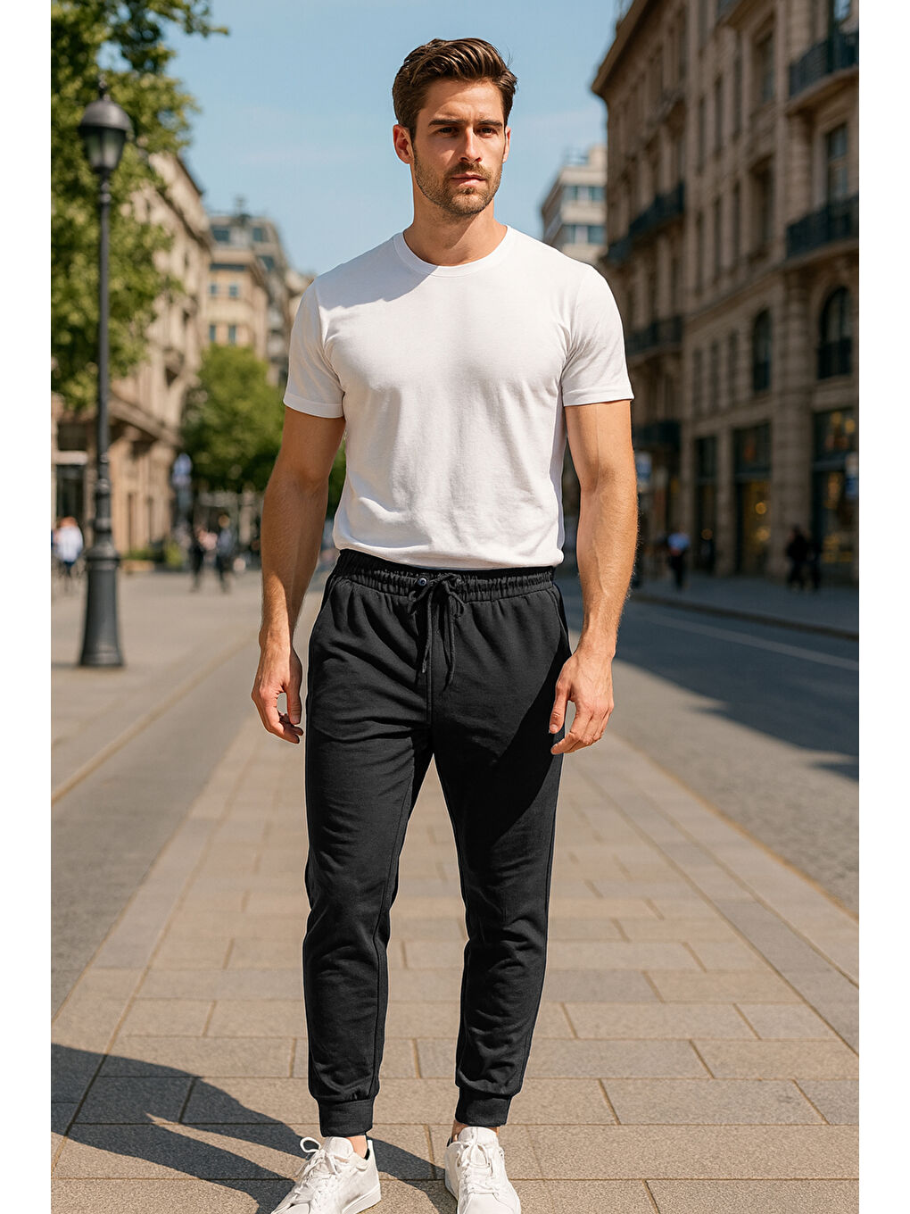 Paçası Beli Lastikli 3 Cepli Erkek Eşofman Altı 6663 Siyah-3