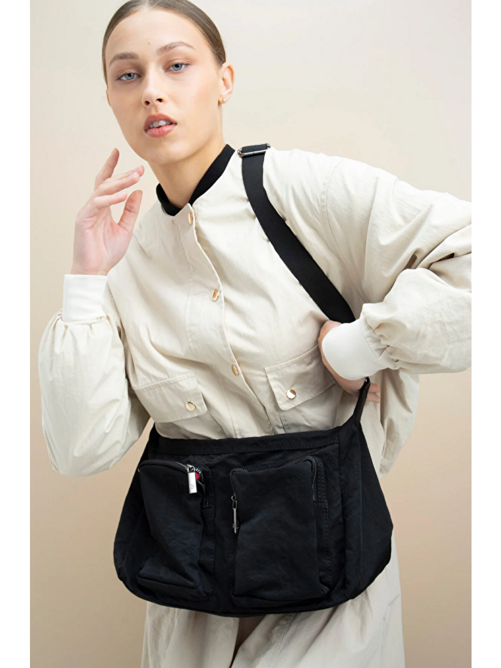 Siyah Çift Gözlü Çapraz Askılı Kadın Çanta BYN2329-2