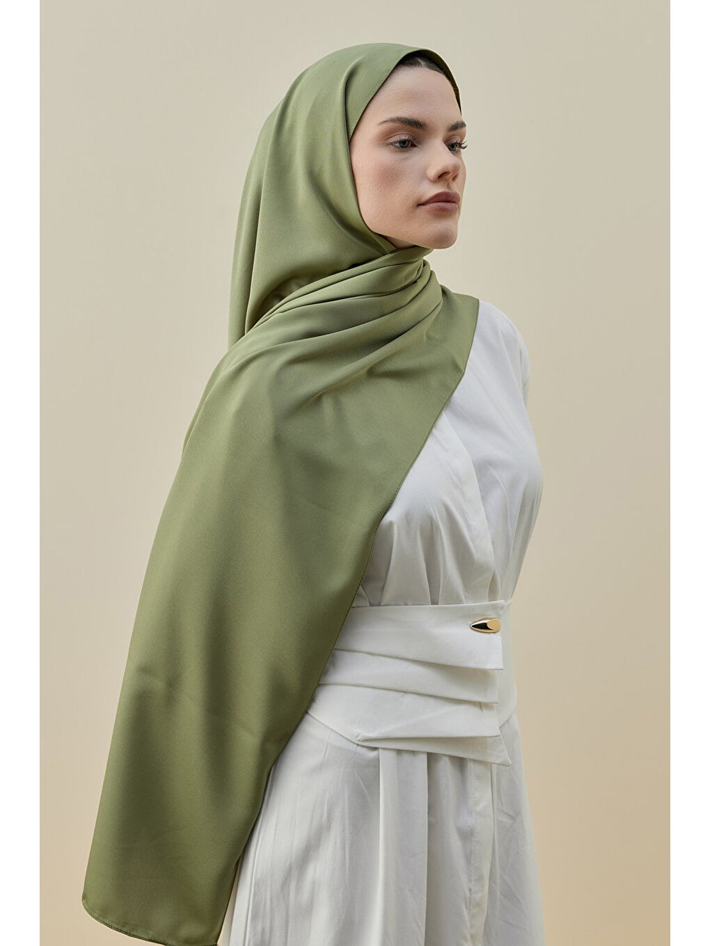 Merwish Vintage Kadın Şal 2616 Haki-1