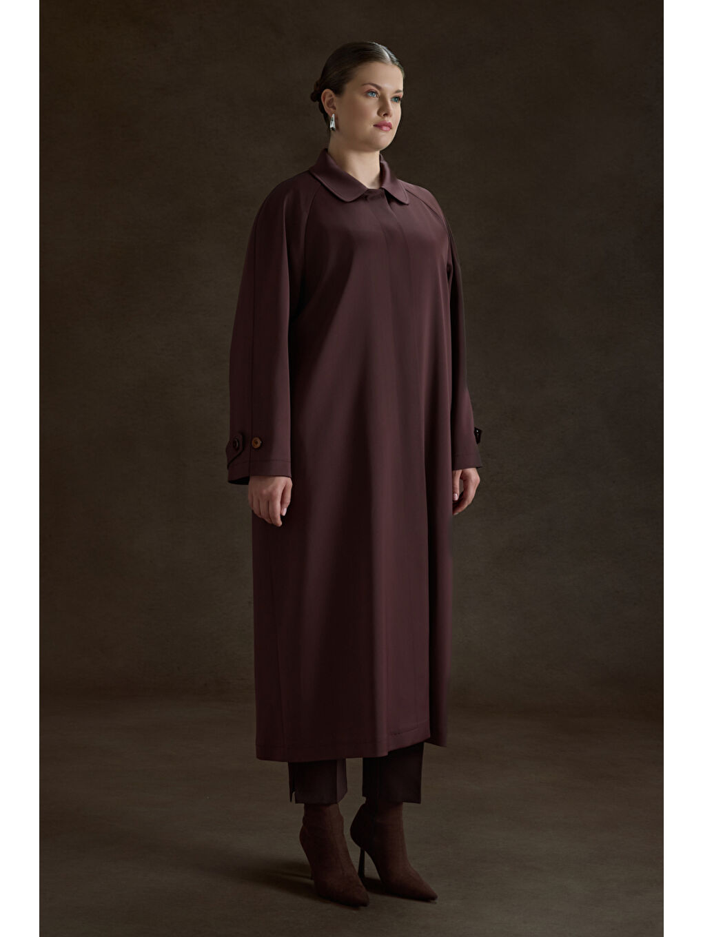 Bordo Viscon İçerikli Pardösü-2