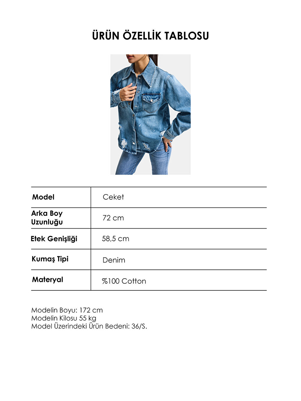 Kadın Mavi 12s6-4 Yırtık Detaylı Denim Gömlek-5