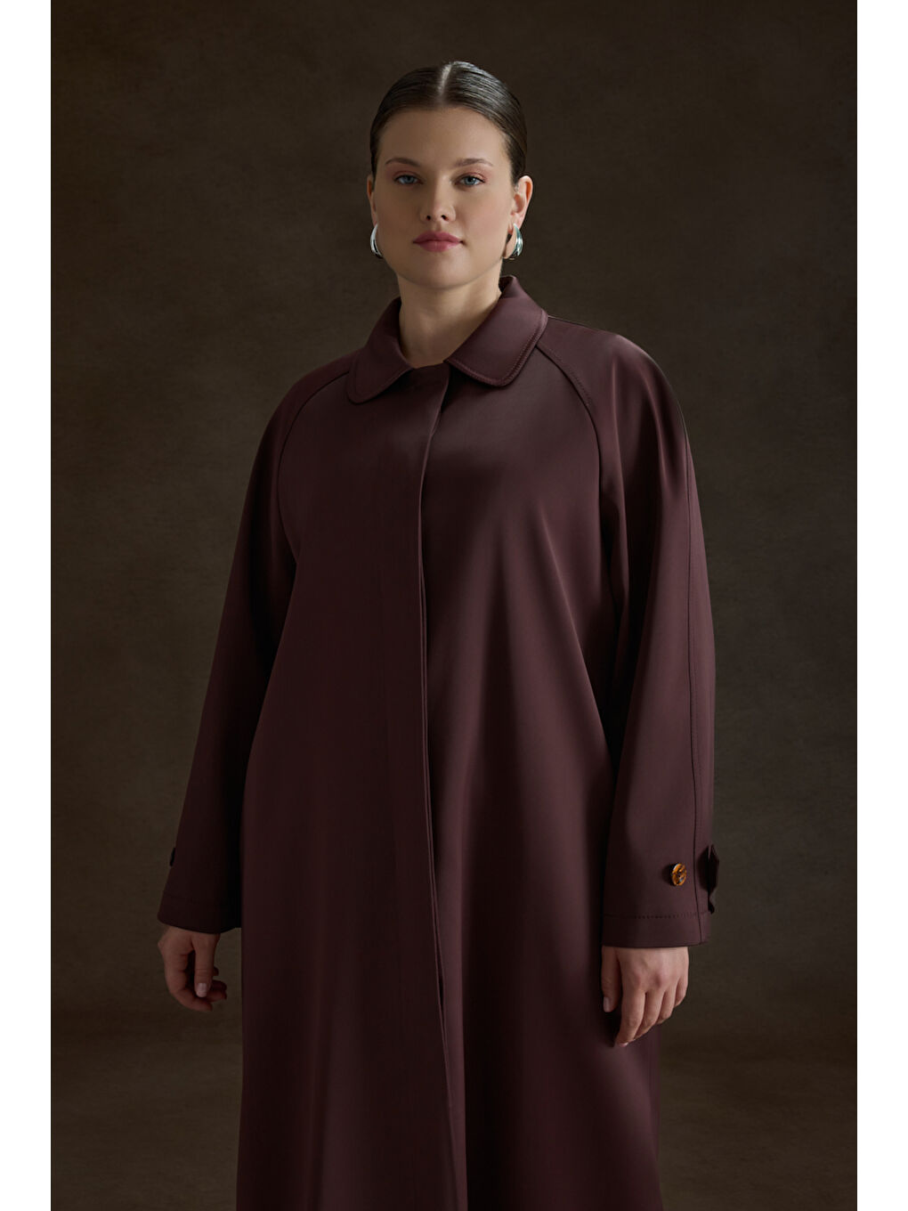 Bordo Viscon İçerikli Pardösü-3