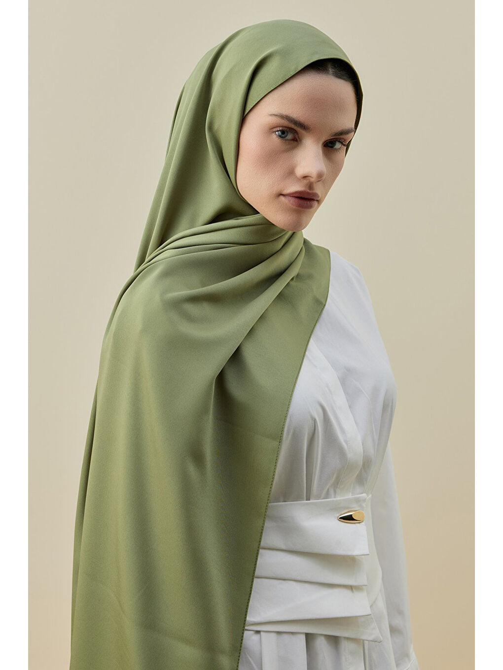 Merwish Vintage Kadın Şal 2616 Haki-3