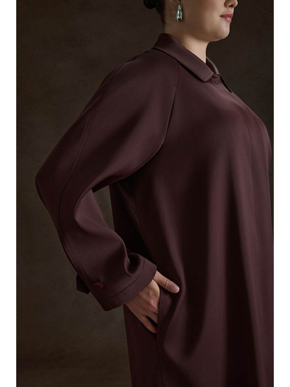 Bordo Viscon İçerikli Pardösü-4