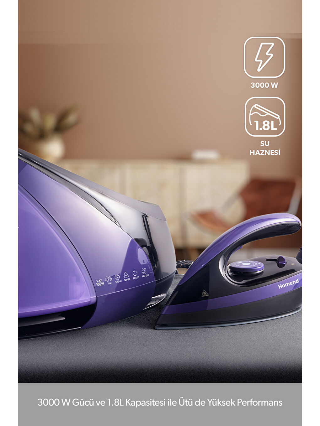 Jetsteam 1173h Buhar Kazanlı Ütü Mor Siyah-1