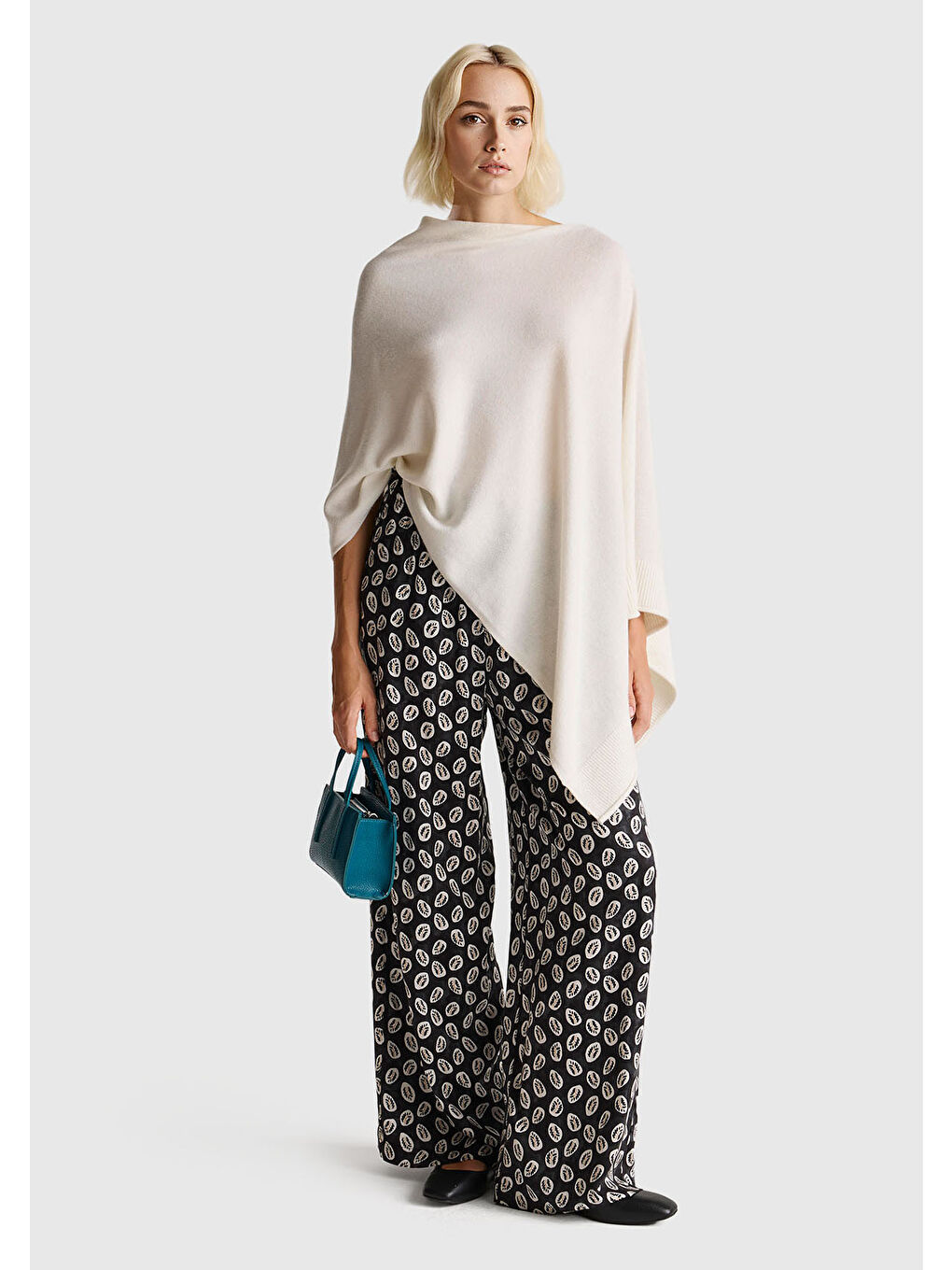 Karışık Kadın %100 Viskoz Desenli Geniş Paça Pantolon-4