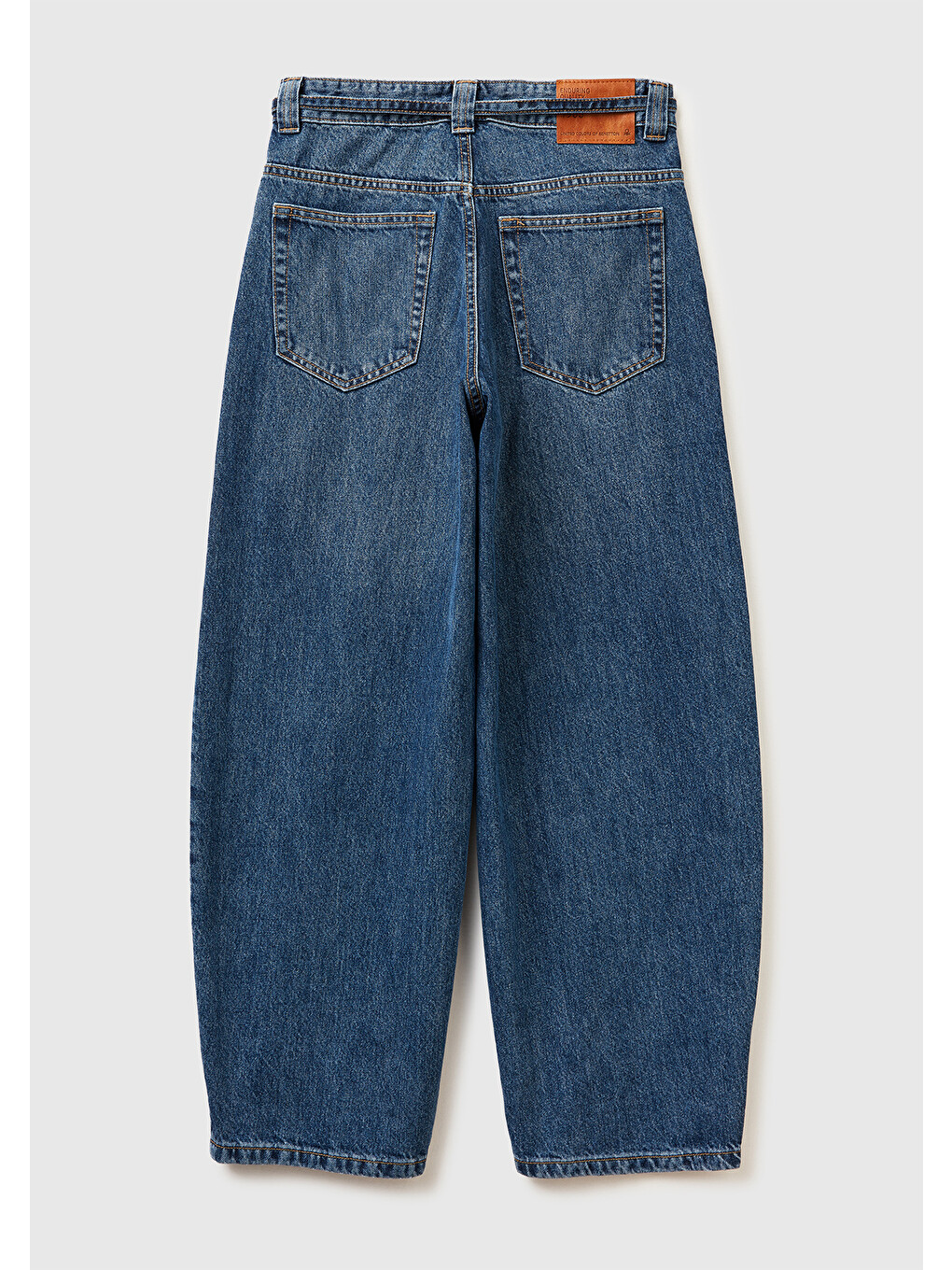 Kadın Koyu Mavi %100 Pamuk Bağcık Detaylı Denim Pantolon-3