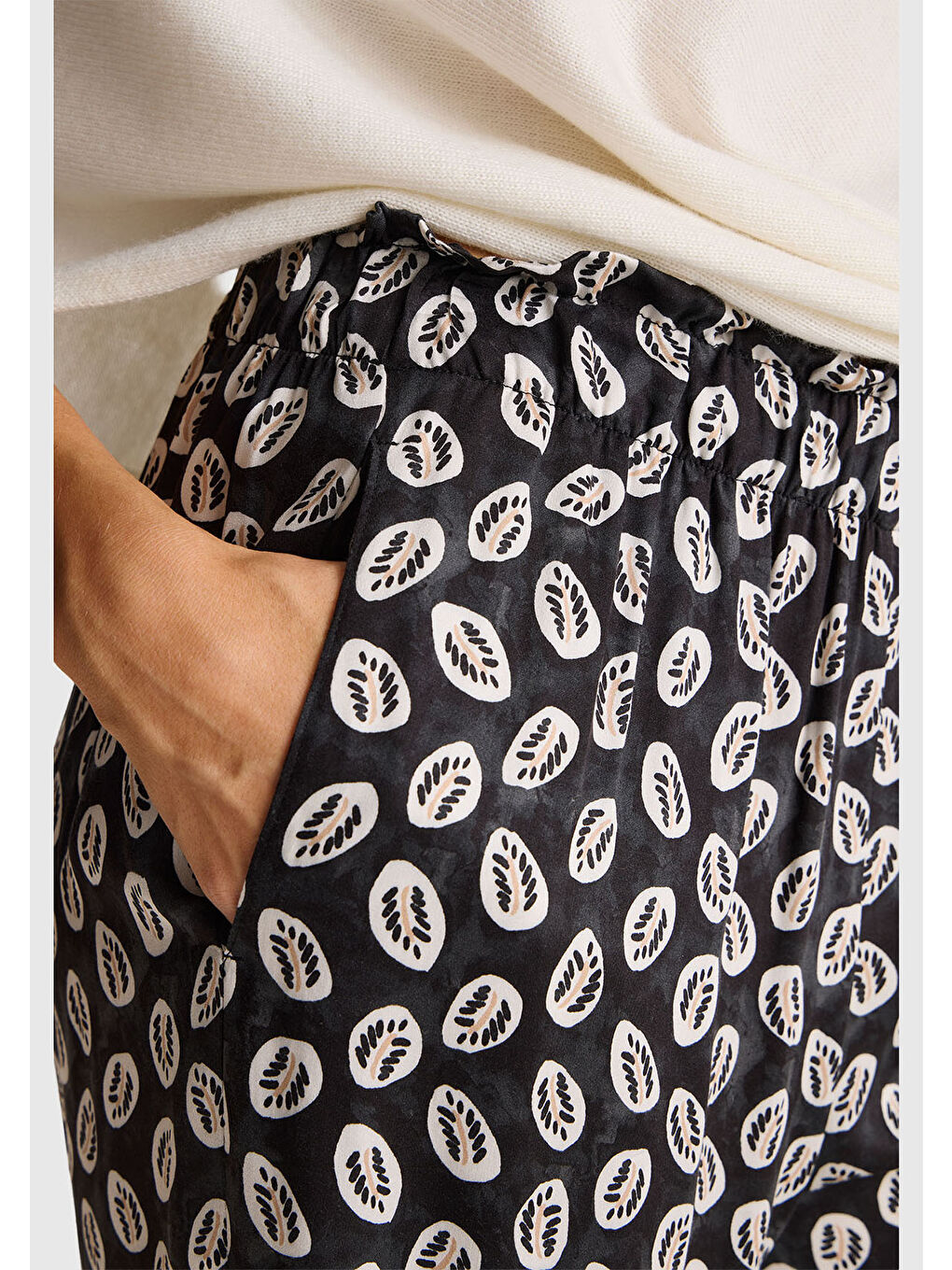 Karışık Kadın %100 Viskoz Desenli Geniş Paça Pantolon-5