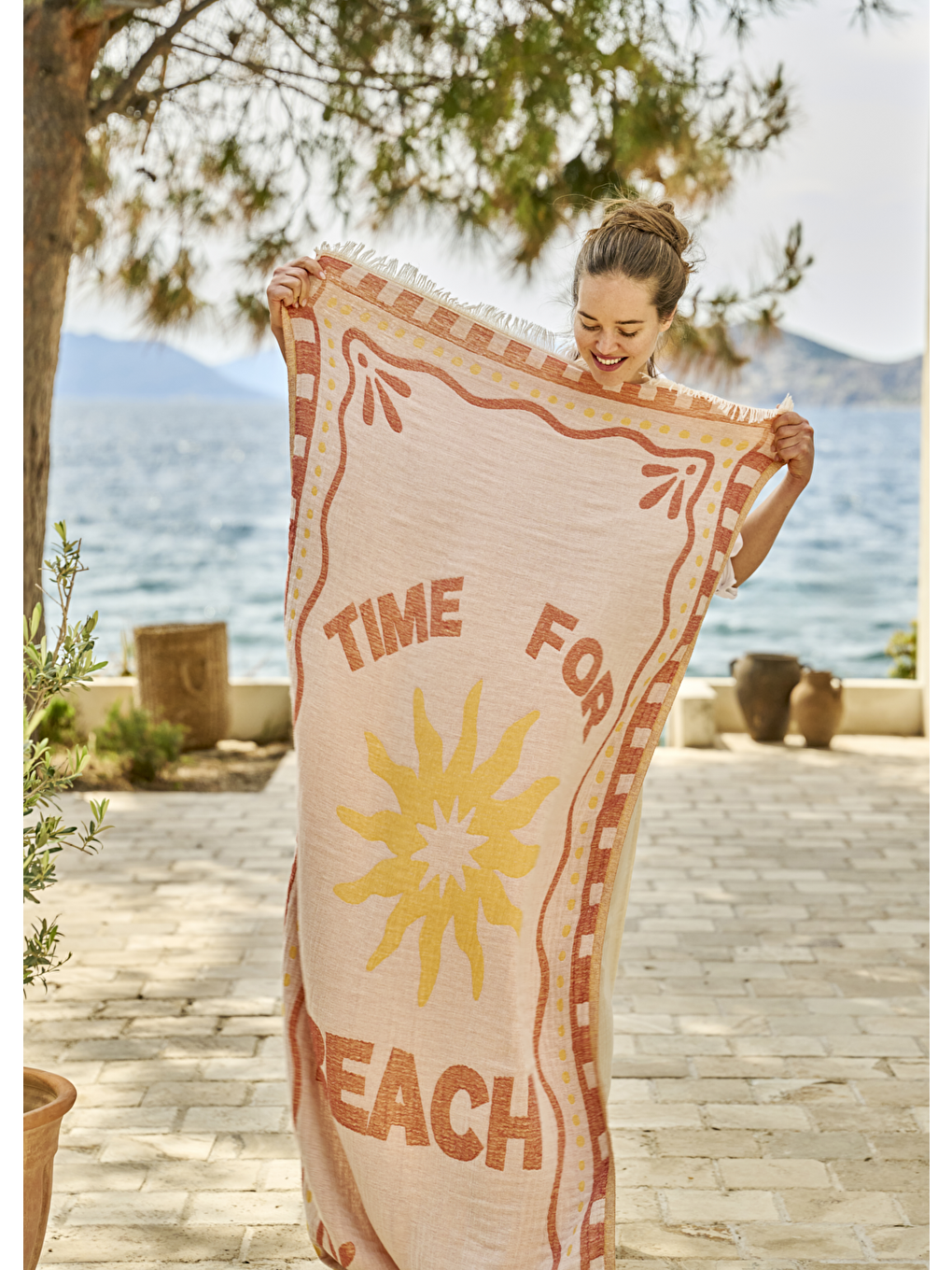 Kahverengi %100 Pamuk Time For Beach Peştamal Kiremit (90x160 cm)-1