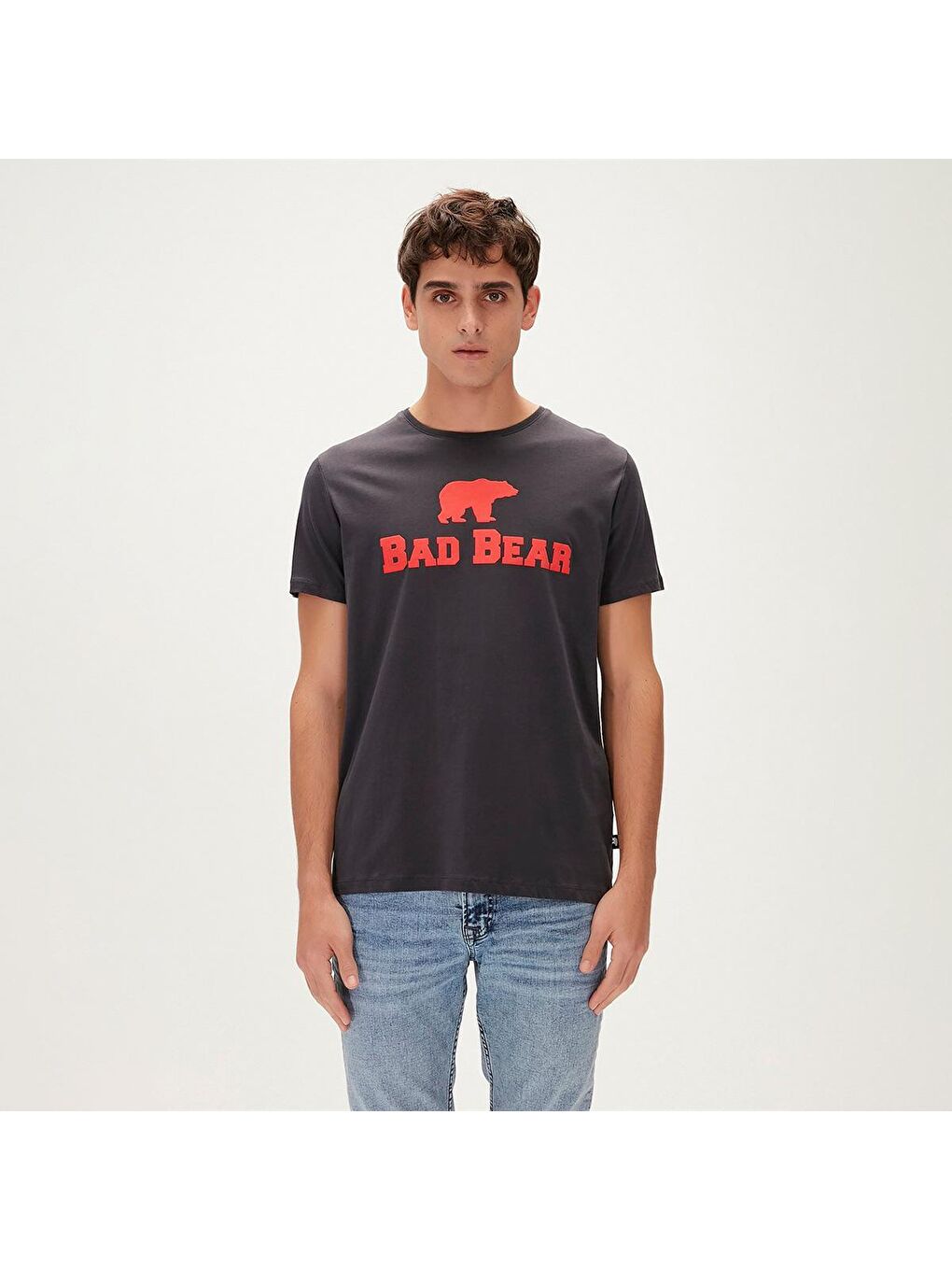 Erkek Gri Bisiklet Yaka Spor Tişört