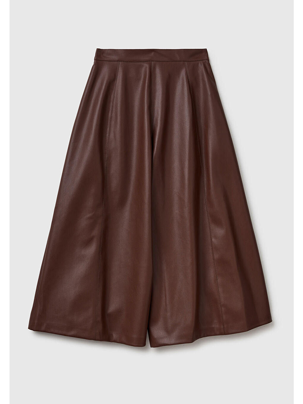 Karışık Kadın Suni Deri Geniş Paça 3/4 Boy Pantolon-3