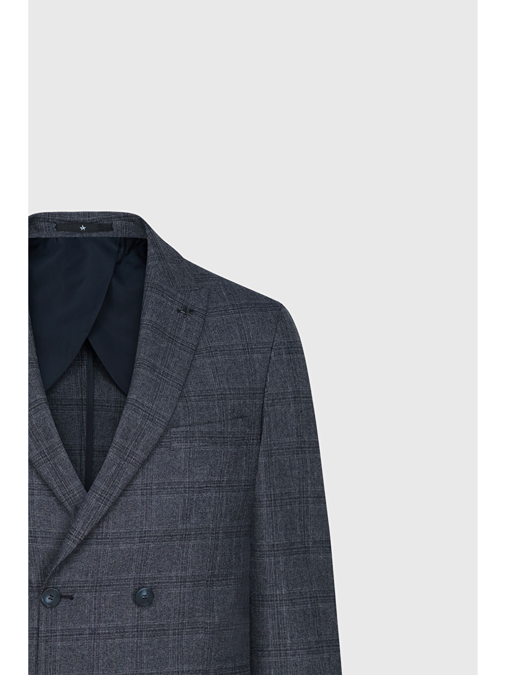 Erkek Koyu Gri Slim Fit Dar Kesim Kırlangıç Yaka Kareli Kapak Cepli Esnek Takım Elbise-9