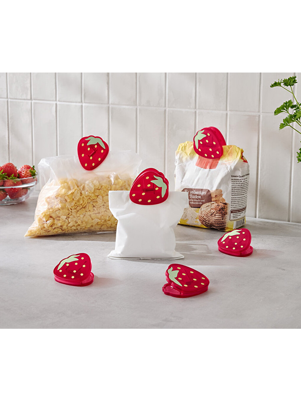 Kırmızı Aroma Klipsi, Plastik, Çilek, 6lı-1