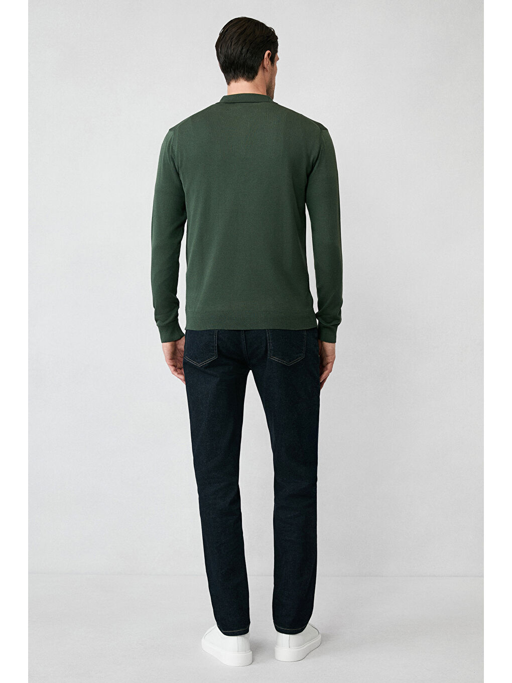 Haki Regular Fit Düğmeli Polo Yaka Triko Kazak-6