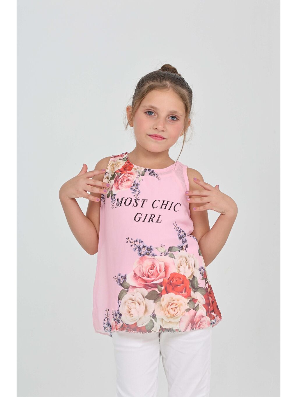 Pembe Kız Çocuk Atlet Most Chic Girl Baskılı-2