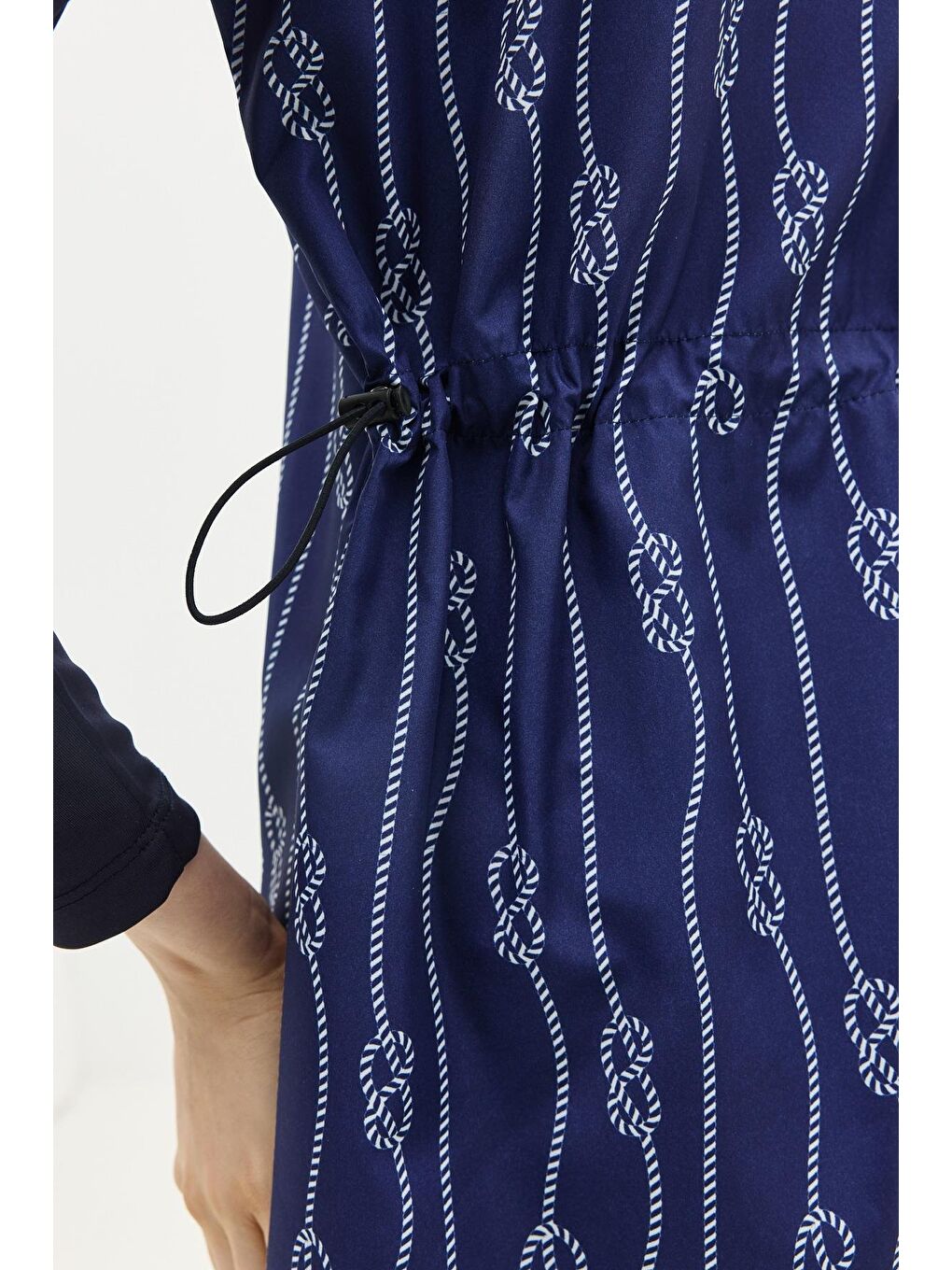 Paraşüt Kumaş Fermuarlı 4'Lü Tesettür Mayo 1316 Koyu Lacivert-8