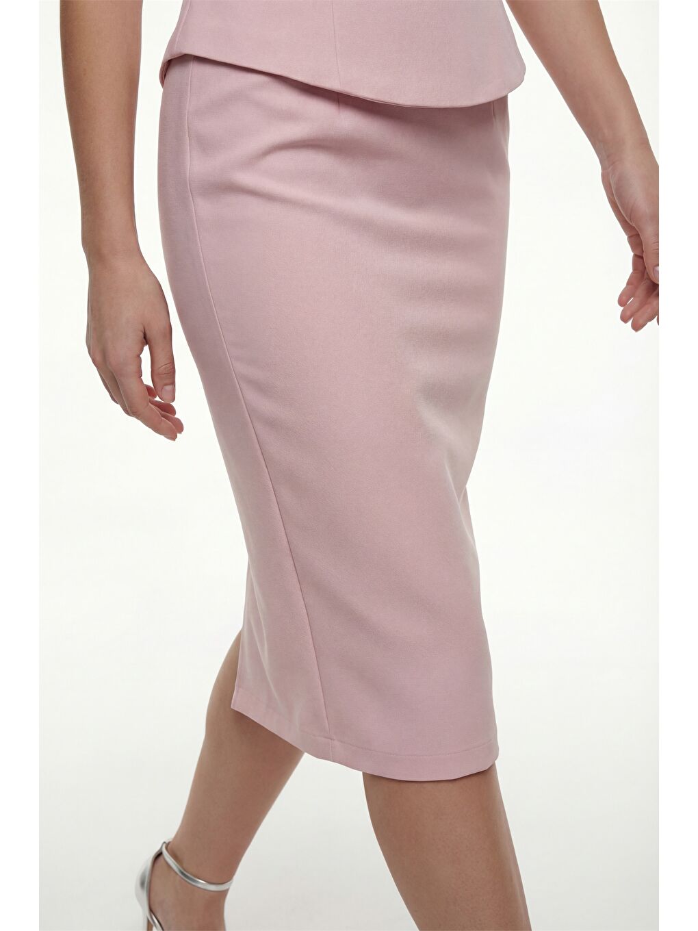 Pembe Kadın Pudra Kayık Yaka Çiçek Detaylı Midi Söz Nişan Nikah Abiye Elbise-3