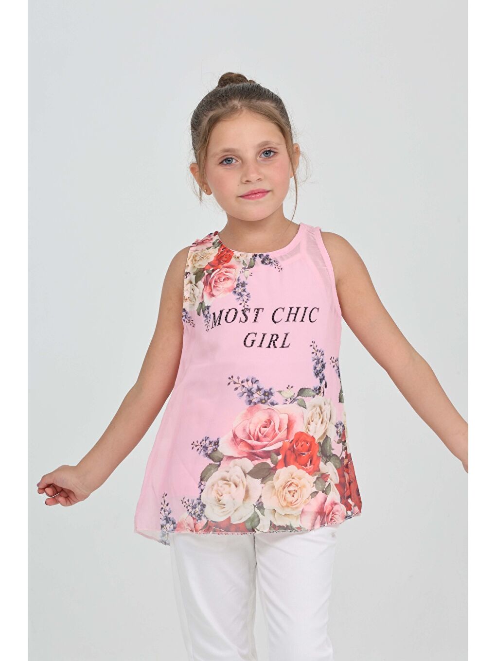 Pembe Kız Çocuk Atlet Most Chic Girl Baskılı-3