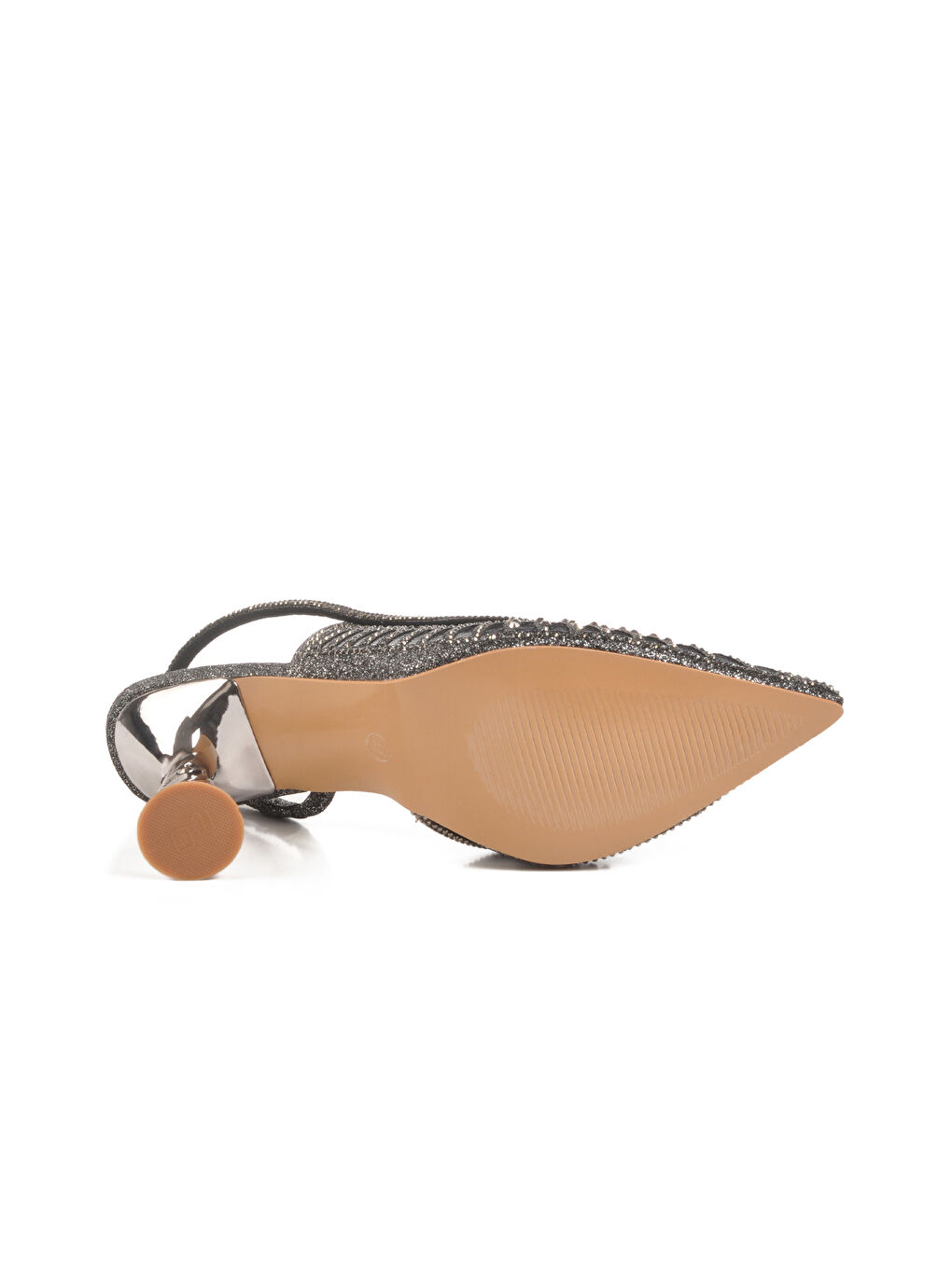 Gri Taş İşlemeli İnce Topuklu Kadın Abiye Ayakkabı 25Y125-2 Z-4