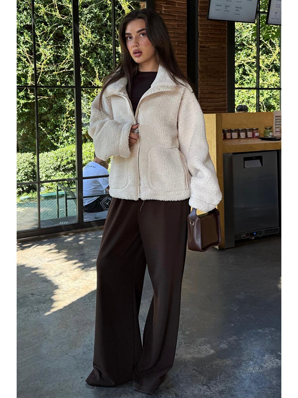 Bej Cepli Kadın Pelüş Mont Mg2530-5