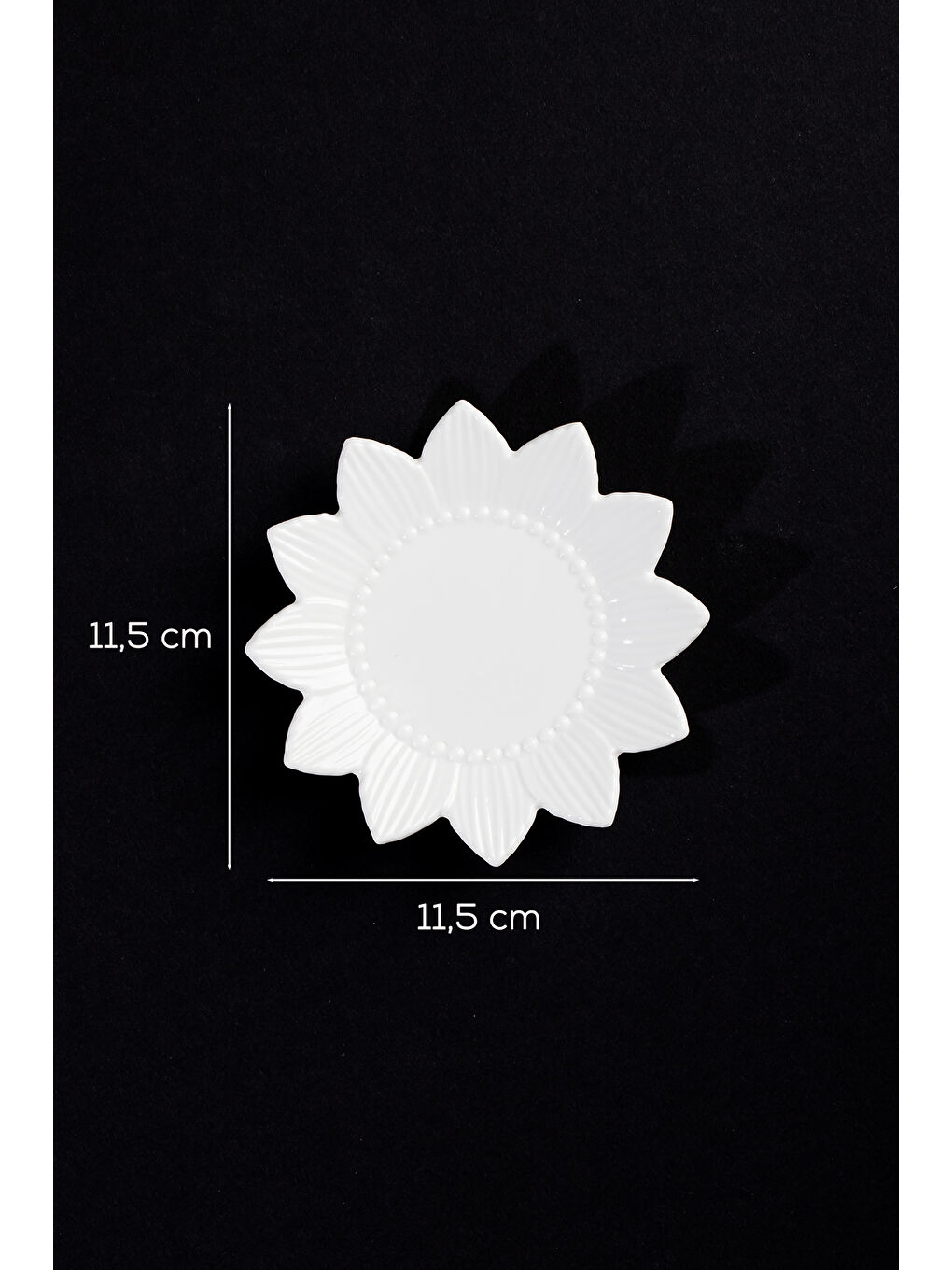 2338 Güneş Motifli 6lı Porselen Çay Tabağı Seti Beyaz - 11,5cm-2