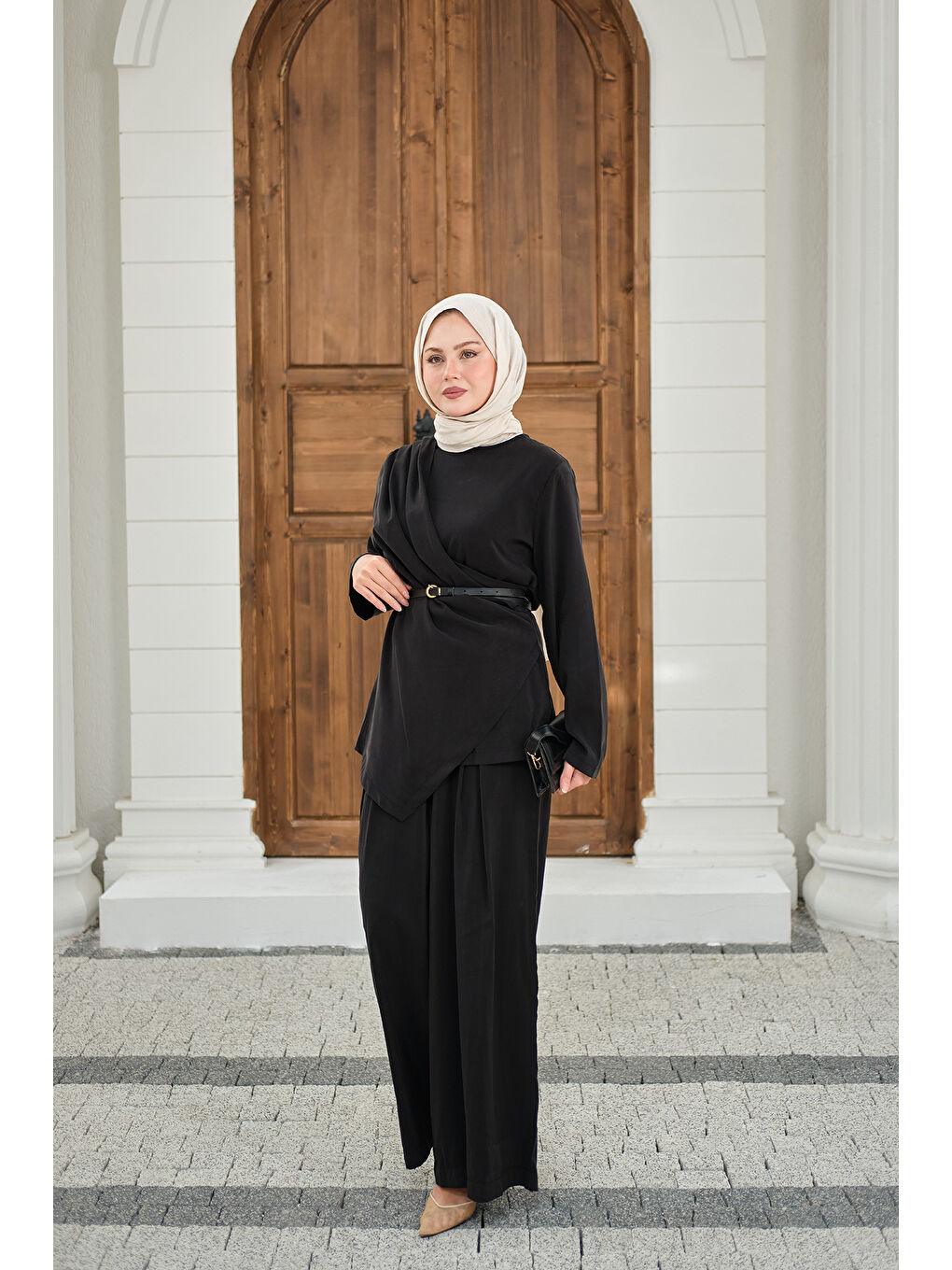 Kadın Yandan Dikişli Parça Detay Pantolonlu Takım Siyah-4