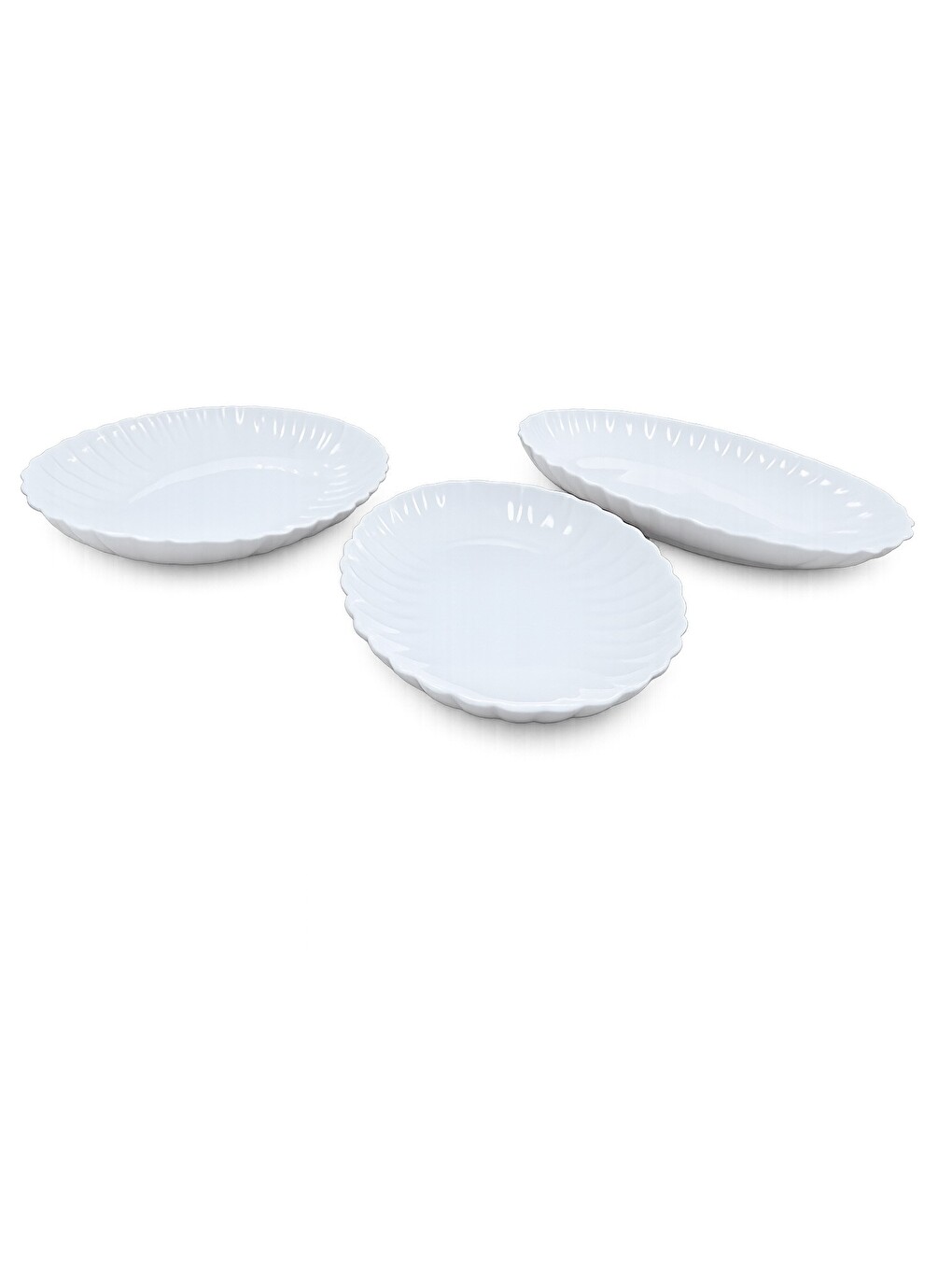 Ekru Bone Luz Form Kayık Tabak Seti Krem 3 Parça-1