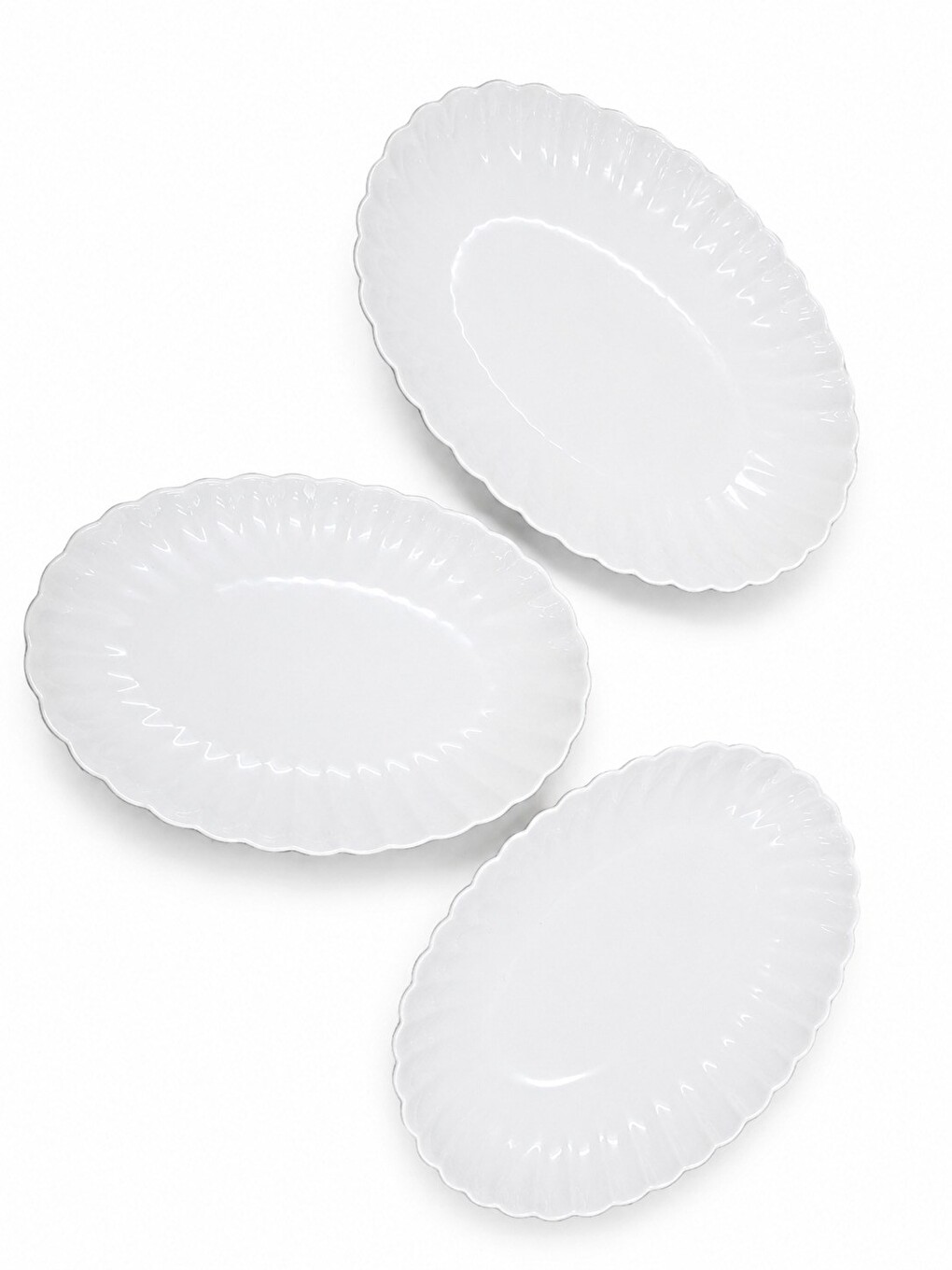 Ekru Bone Luz Form Kayık Tabak Seti Krem 3 Parça-2