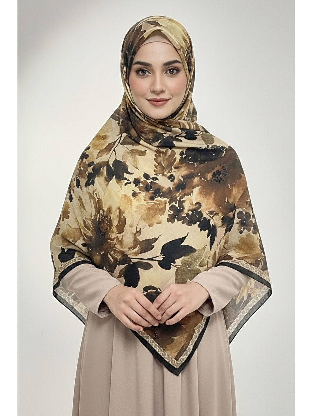 Sarı Midnight Bloom Serisi Pamuk Şal Sari - 27986-SARI