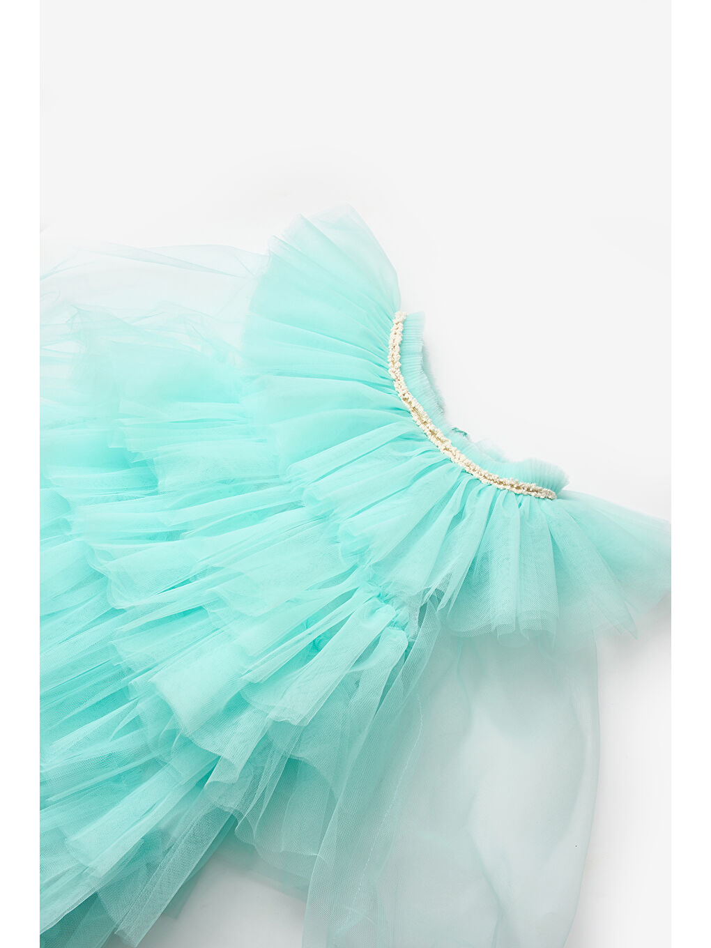 Yeşil Mint Kat Kat Kız Çocuk Tül Elbise - Laura-6