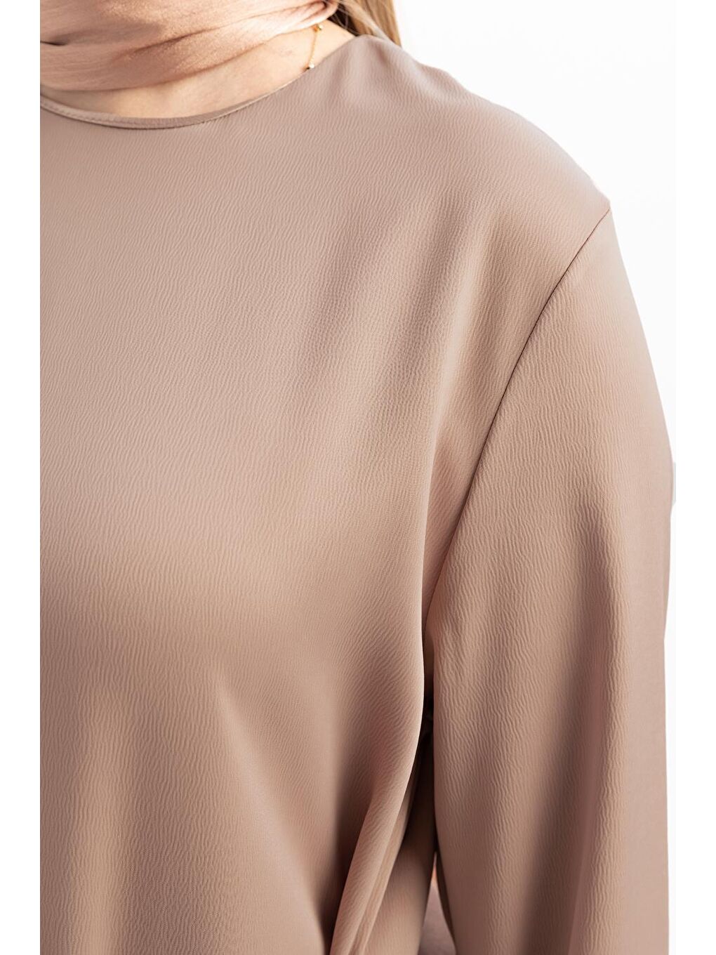 Sarı Vizon-Kuşaklı Saten Elbise-4