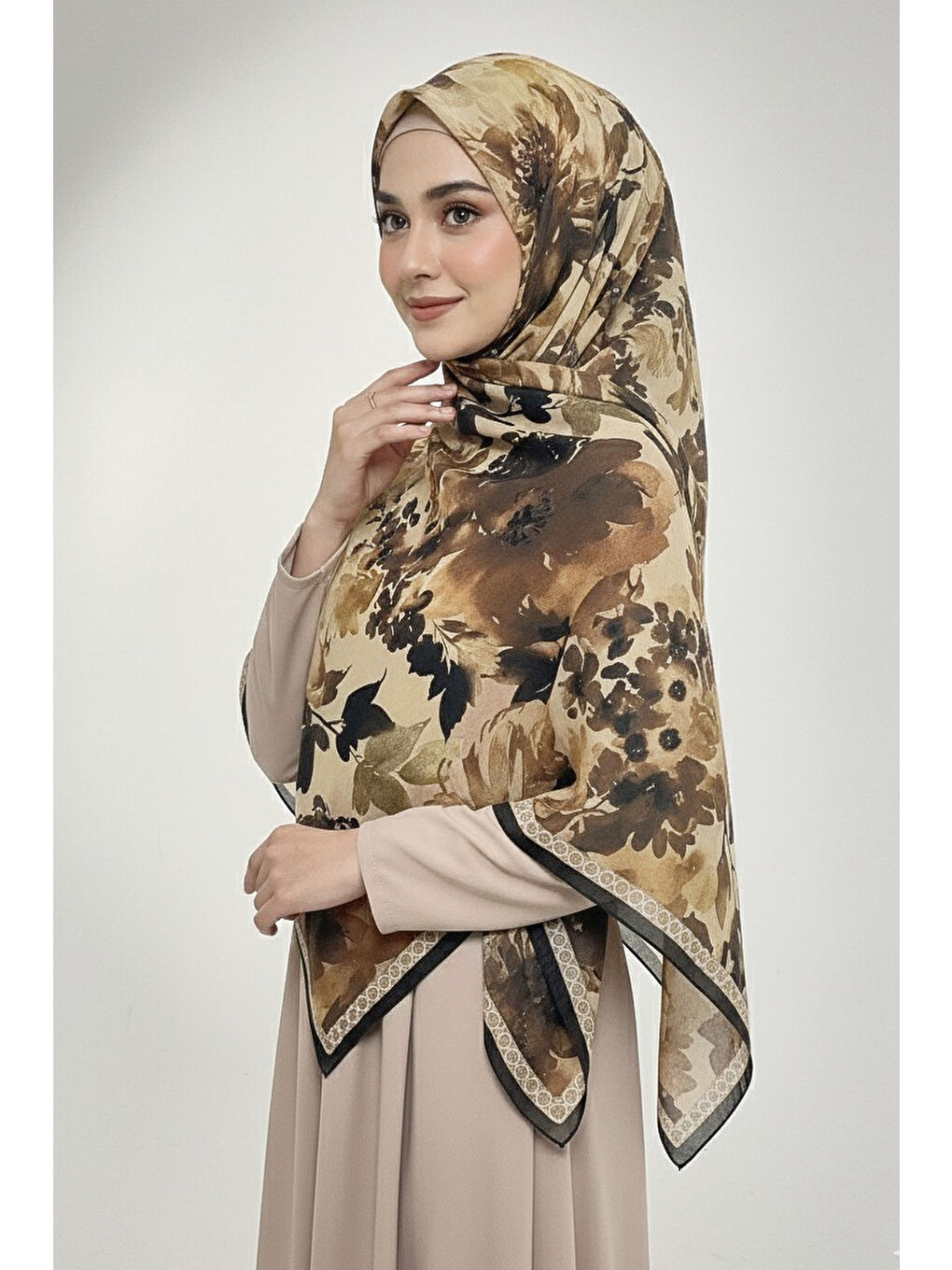 Sarı Midnight Bloom Serisi Pamuk Şal Sari - 27986-SARI-1