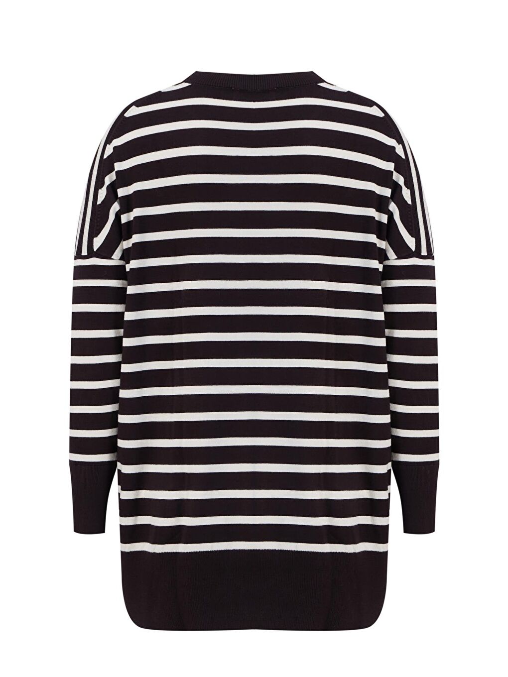 Çizgili Triko Tunik 24Kd2007 Kahverengi-1