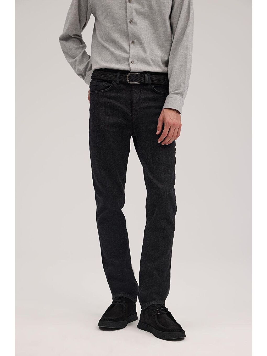 Antrasit Comfort Fit Pamuklu Jean Pantolon