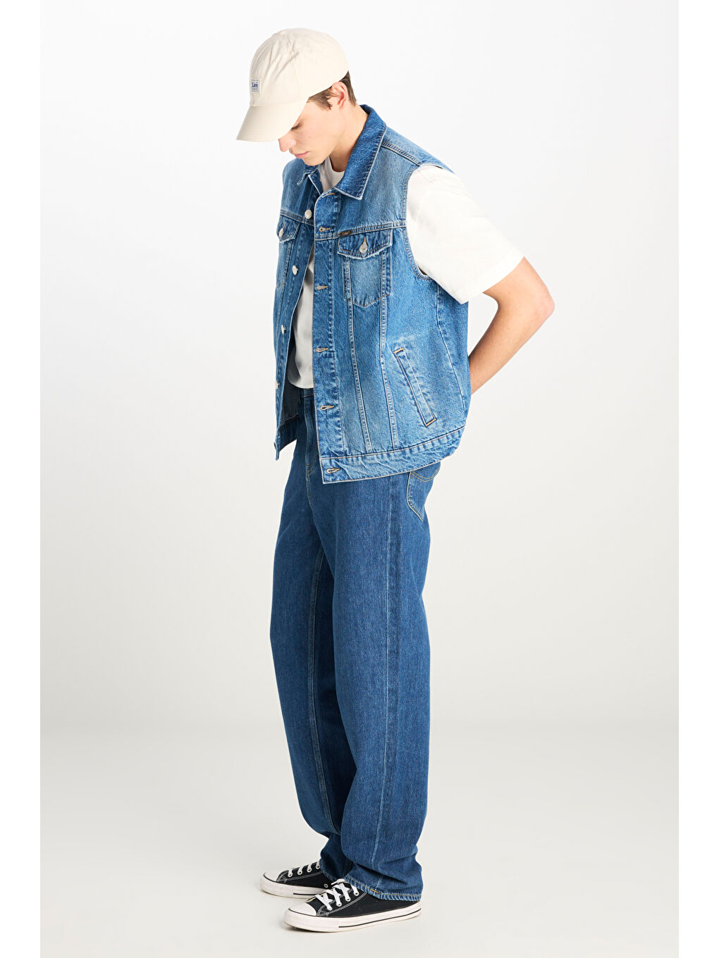 İndigo %100 Pamuk Relaxed Fit Geniş Kesim Cep Detaylı Mavi Denim Yelek-2