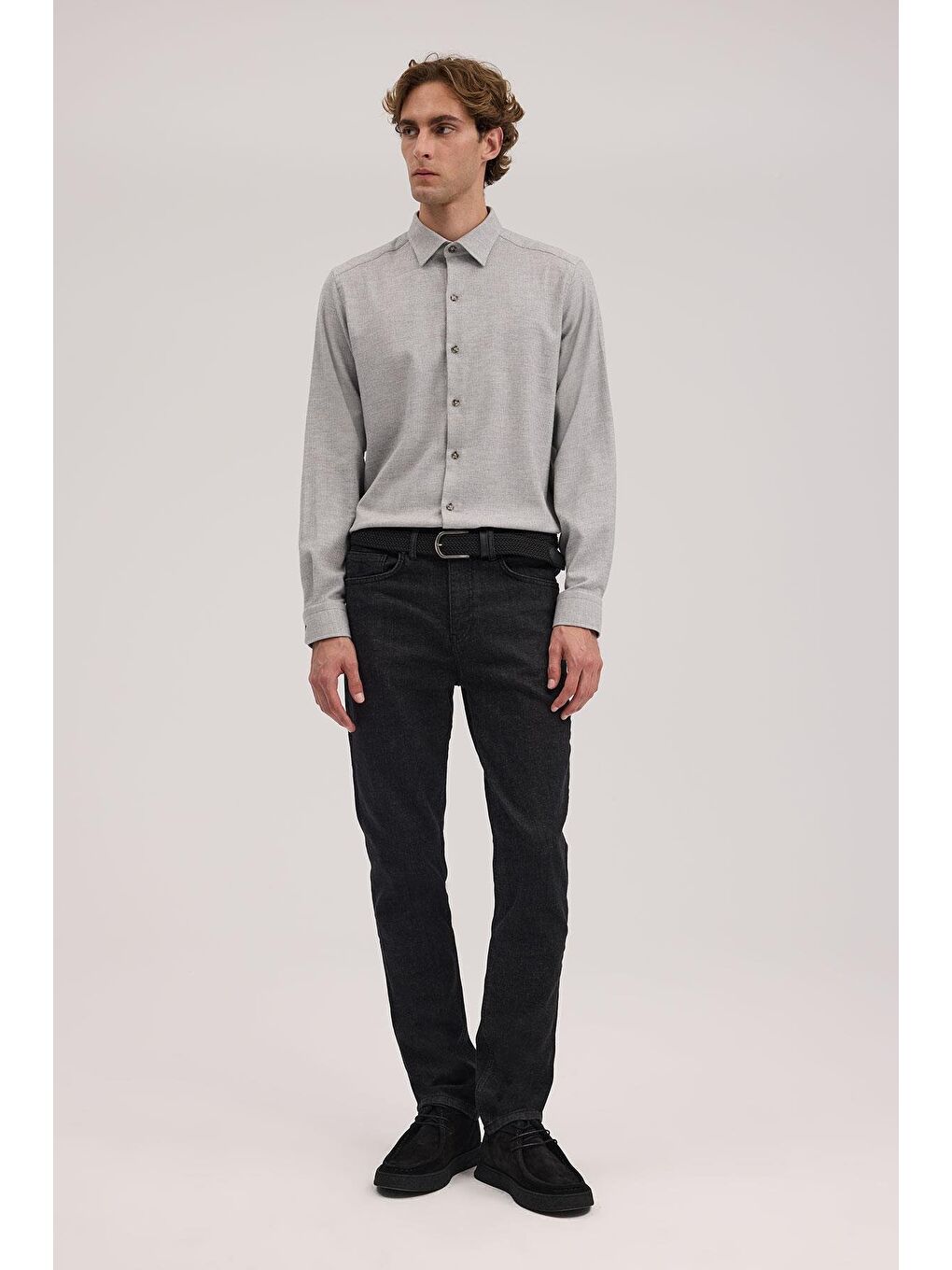 Antrasit Comfort Fit Pamuklu Jean Pantolon-1