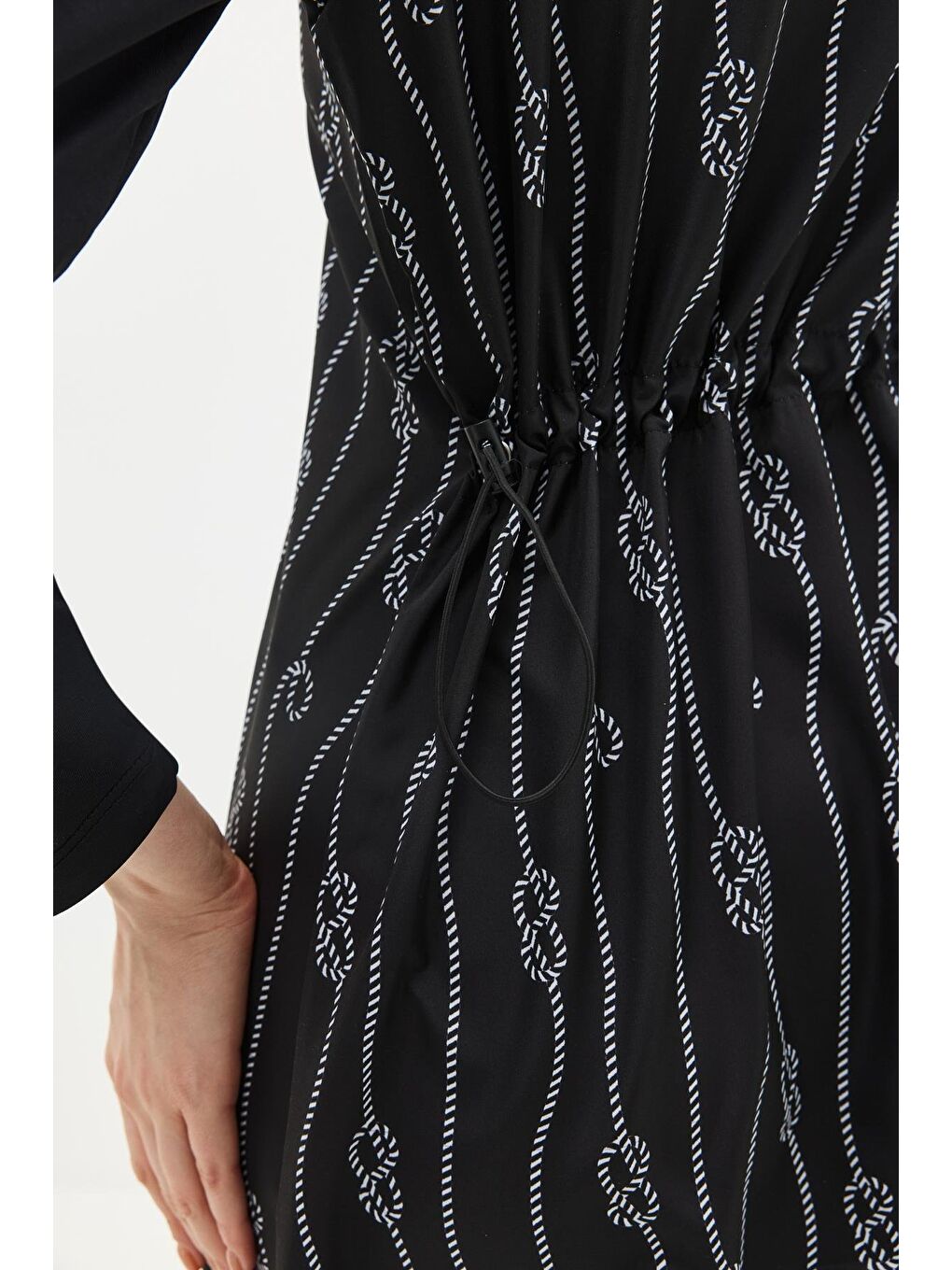 Paraşüt Kumaş Fermuarlı 4'Lü Tesettür Mayo 1316 Siyah-10