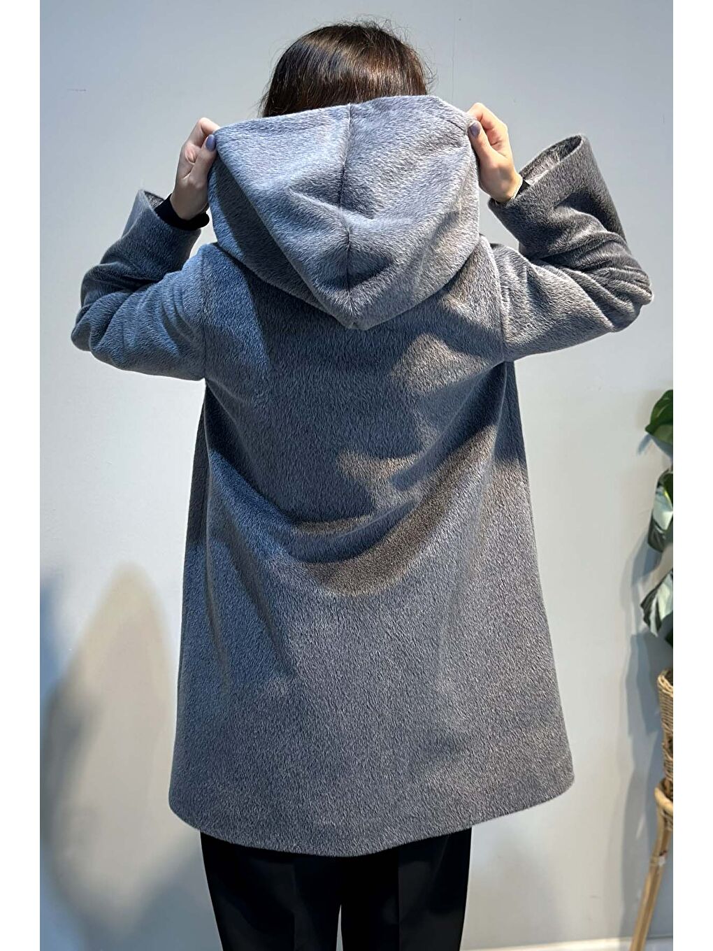 Büyük Beden Fermuar Detay Kap Ceket 2590 Gri-3